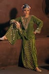 Shop_Prahnaaya_Green Organza Applique, Pearls, Sequins, Sunira Embroidered Kurta Sharara Set _Online_at_Aza_Fashions