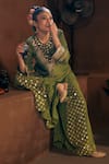 Buy_Prahnaaya_Green Organza Applique, Pearls, Sequins, Sunira Embroidered Kurta Sharara Set 
