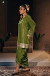 Shop_Prahnaaya_Green Crepe, , Vegan Applique, Sunira Embroidered Kurta And Skirt Set _Online_at_Aza_Fashions