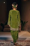 Shop_Prahnaaya_Green Crepe, , Vegan Applique, Sunira Embroidered Kurta And Skirt Set _at_Aza_Fashions