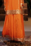 Buy_Prahnaaya_Orange , Crepe, Organza Applique, Mangala Embroidered Kurta Sharara Set _Online_at_Aza_Fashions