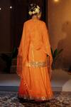 Buy_Prahnaaya_Orange , Crepe, Organza Applique, Mangala Embroidered Kurta Sharara Set 