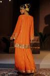 Shop_Prahnaaya_Orange , Crepe, Organza Applique, Mangala Embroidered Kurta Sharara Set _at_Aza_Fashions