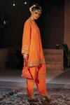 Shop_Prahnaaya_Orange Crepe, , Vegan Mangala Phool Embroidered Kurta And Salwar Set _Online_at_Aza_Fashions
