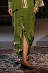 Prahnaaya_Green Crepe, Silk Applique, Pearls Sunira Embroidered Jacket Tunic With Skirt _Online_at_Aza_Fashions