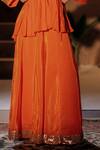 Buy_Prahnaaya_Orange Vegan Silk, Crepe Applique, Mangala Embroidered Peplum Top And Palazzo Set 