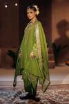 Buy_Prahnaaya_Green Vegan , Crepe, Organza Applique, Sunira Embroidered Kurta Set _Online_at_Aza_Fashions