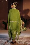 Shop_Prahnaaya_Green Vegan , Crepe, Organza Applique, Sunira Embroidered Kurta Set _at_Aza_Fashions