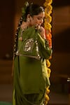 Prahnaaya_Green Applique, Pearls Sunira Chamak Potli _at_Aza_Fashions