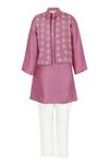 Buy_Rang By Les Petits_Purple Silk Sequins Embroidered Nehru Jacket Set _at_Aza_Fashions