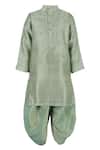 Buy_Rang By Les Petits_Green Silk Embroidery Kurta And Dhoti Pant Set _at_Aza_Fashions