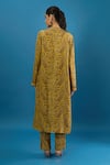 Shop_Anamika Khanna_Yellow Sequins, Embroidery Round Neck Printed Kurta Set _at_Aza_Fashions
