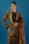 Shop_Anamika Khanna_Multi Color Sequins, Embroidery Round Neck Elephant Eye Print Kurta Set _Online_at_Aza_Fashions