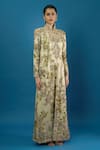 Anamika Khanna_Beige Sequins, Embroidery Printed Coat And Pant Set _Online_at_Aza_Fashions