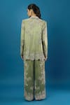 Shop_Anamika Khanna_Green Embroidery, Sequins, Stones, Metallic Thread Blazer And Pant Set _at_Aza_Fashions