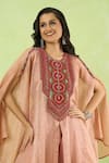 Shop_Prisho_Pink Embroidery Round Neck Kaftan Pant Set 