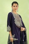 Prisho_Blue Organza Embroidery, Beads, Metallic Thread, Zari, Kurta Sharara Set _at_Aza_Fashions