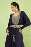 Buy Prisho Purple Beads, Embroidery, Tassels V-neck Blouse And Lehenga Set Online at Aza Fashions Buy_Prisho_Purple Beads, Embroidery, Tassels V-neck Blouse And Lehenga Set _Online_at_Aza_Fashions