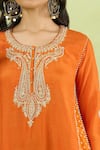 Shop Sheetal Batra Orange Embroidery, Gota Patti Round Neck, Split Kurta With Salwar Online at Aza Fashions Shop_Sheetal Batra_Orange Embroidery, Gota Patti Round Neck, Split Kurta With Salwar _Online_at_Aza_Fashions
