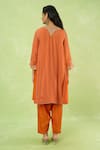 Shop_Sheetal Batra_Orange Embroidery, Zari Split V-neck Gathered Kurta With Salwar _at_Aza_Fashions