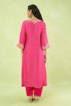 Shop_Sheetal Batra_Pink Embroidery Split V-neck Gathered Kurta With Salwar _at_Aza_Fashions