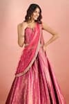 Buy Tarun Tahiliani Pink Net Zari, Sequins, Metallic Thread, Floral Woven Pattern Lehenga Corset Set Online at Aza Fashions Buy_Tarun Tahiliani_Pink Net Zari, Sequins, Metallic Thread, Floral Woven Pattern Lehenga Corset Set _Online_at_Aza_Fashions