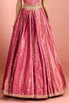 Buy Tarun Tahiliani Pink Net Zari, Sequins, Metallic Thread, Floral Woven Pattern Lehenga Corset Set Buy_Tarun Tahiliani_Pink Net Zari, Sequins, Metallic Thread, Floral Woven Pattern Lehenga Corset Set