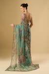 Shop_Mahima Mahajan_Green Embroidery, Sequins, Metallic Floral Print Pre-draped Saree With Blouse _at_Aza_Fashions