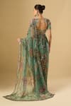Shop_Mahima Mahajan_Green Embroidery, Sequins, Zari Sweetheart Floral Pre-draped Saree With Blouse _at_Aza_Fashions
