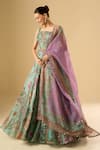 Buy_Mahima Mahajan_Green Embroidery, Sequins Square Neck Floral Bloom Printed Lehenga Set _Online_at_Aza_Fashions