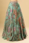 Mahima Mahajan_Green Embroidery, Sequins Square Neck Floral Bloom Printed Lehenga Set _at_Aza_Fashions