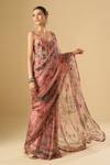 Mahima Mahajan_Pink Sequins, Embroidery, Zari Sweetheart Neck Floral Printed Saree With Corset _Online_at_Aza_Fashions
