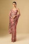 Buy_Mahima Mahajan_Pink Sequins, Embroidery, Zari Sweetheart Neck Floral Printed Saree With Corset _at_Aza_Fashions