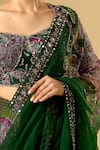 Mahima Mahajan_Green Sequins, Beads, Embroidery Sweetheart Neck Saree With Blouse _Online_at_Aza_Fashions