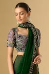 Buy_Mahima Mahajan_Green Sequins, Beads, Embroidery Sweetheart Neck Saree With Blouse _Online_at_Aza_Fashions