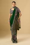 Shop_Mahima Mahajan_Green Sequins, Beads, Embroidery Sweetheart Neck Saree With Blouse _Online_at_Aza_Fashions