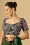 Mahima Mahajan_Green Sequins, Beads, Embroidery Sweetheart Neck Saree With Blouse _at_Aza_Fashions