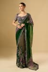 Buy_Mahima Mahajan_Green Sequins, Beads, Embroidery Sweetheart Neck Saree With Blouse _at_Aza_Fashions