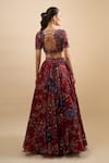 Shop Mahima Mahajan Red Sequins, Beads, Metallic Thread, Embroidery, Zari Square Floral Lehenga Set at Aza Fashions Shop_Mahima Mahajan_Red Sequins, Beads, Metallic Thread, Embroidery, Zari Square Floral Lehenga Set_at_Aza_Fashions