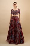 Mahima Mahajan Red Sequins, Beads, Metallic Thread, Embroidery, Zari Square Floral Lehenga Set at Aza Fashions Mahima Mahajan_Red Sequins, Beads, Metallic Thread, Embroidery, Zari Square Floral Lehenga Set_at_Aza_Fashions