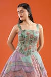 Buy_Mahima Mahajan_Green Sequins, Embroidery Square Neck Ruffle Printed Lehenga With Corset _Online_at_Aza_Fashions