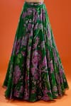 Buy_Mahima Mahajan_Green Sequins, Stones, Embroidery High Neck Floral Print Corset Lehenga Set _Online_at_Aza_Fashions