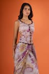 Mahima Mahajan_Purple Round Neck Floral Print Corset With Draped Skirt _Online_at_Aza_Fashions