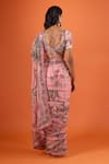Shop_Mahima Mahajan_Pink Embroidery, Sequins, Zari Sweetheart Neck, Floral Printed Saree With Blouse _at_Aza_Fashions