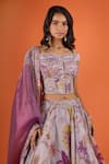 Mahima Mahajan Purple Embroidery, Sequins, Mirrors Square Neck Floral Printed Lehenga Set at Aza Fashions Mahima Mahajan_Purple Embroidery, Sequins, Mirrors Square Neck Floral Printed Lehenga Set _at_Aza_Fashions