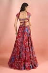 Shop Mahima Mahajan Red Embroidery, Sequins, Mirrors, Zari Sweetheart Neck Floral Print Lehenga Set at Aza Fashions Shop_Mahima Mahajan_Red Embroidery, Sequins, Mirrors, Zari Sweetheart Neck Floral Print Lehenga Set _at_Aza_Fashions