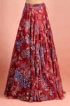 Buy Mahima Mahajan Red Embroidery, Sequins, Mirrors, Zari Sweetheart Neck Floral Print Lehenga Set Buy_Mahima Mahajan_Red Embroidery, Sequins, Mirrors, Zari Sweetheart Neck Floral Print Lehenga Set