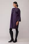 Buy_Bunka_Purple Cotton Embroidery, Sequins Round Neck Diana Long Jacket 