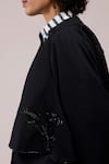 Buy_Bunka_Black Cotton Satin Embroidery, Sequins, Beads High Neck Nicole Long Jacket _Online_at_Aza_Fashions