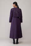 Shop_Bunka_Purple Cotton Embroidery, Sequins Collared Nicole Long Jacket _at_Aza_Fashions